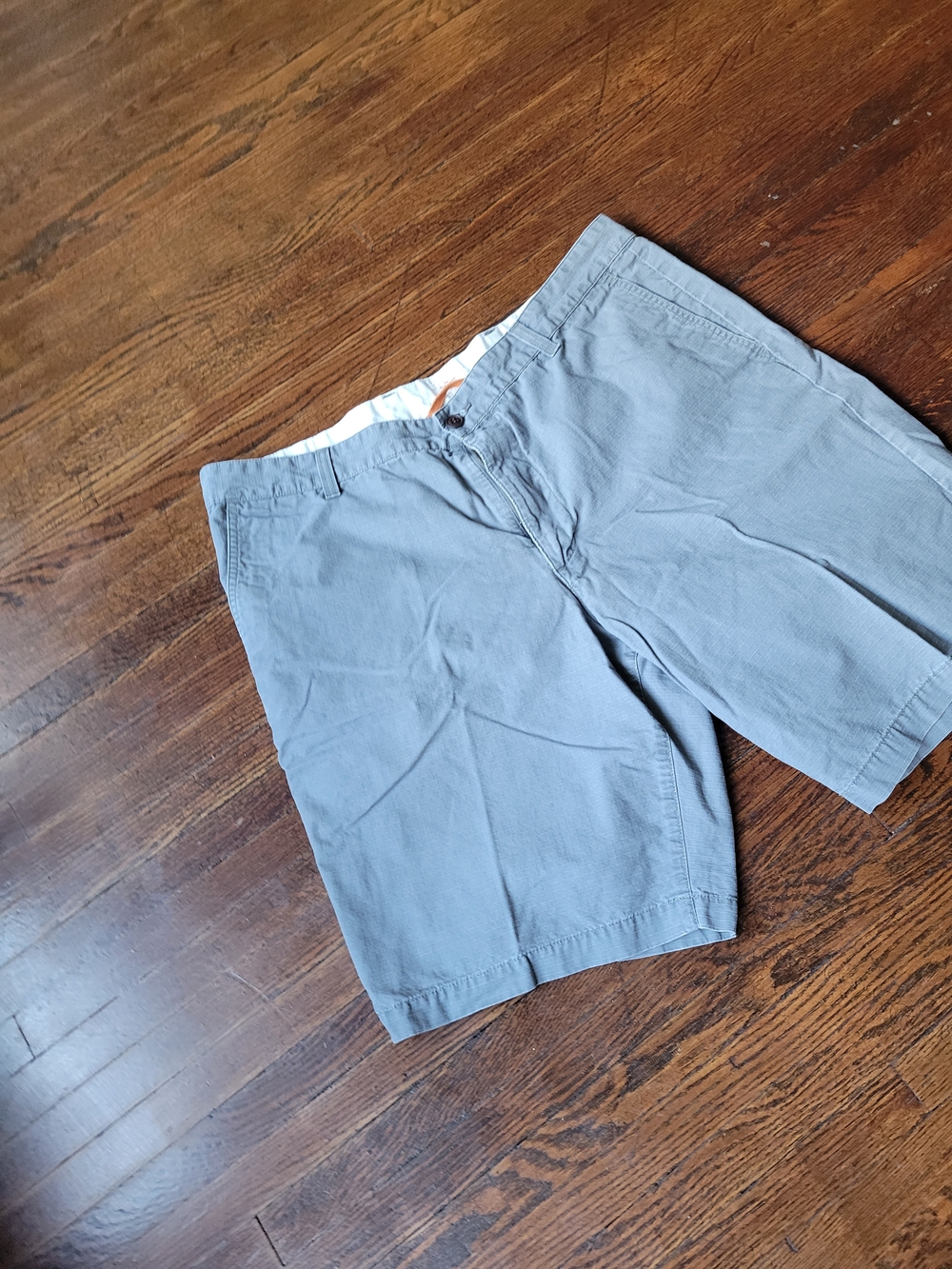 Dockers Size 40 Flat Front Chino Casual Gray Khaki Cotton Shorts Hiking Outdoor - Picture 3 of 15